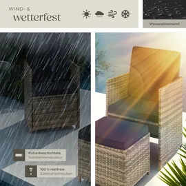 Tectake tectake® Rattan Sitzgruppe, Palermo für 2 bis 4 Personen, UV-beständig, inklusive Flaschenöffner, zusammenschiebbar