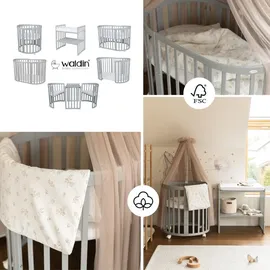 Waldin Babybett OWAL Kinderbett 7in1 mit Matratze, mitwachsendes Kinder-Bett