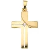 Kettenanhänger ADELIA ́S "Kreuzanhänger 333 Gold ( 8K ) mit Zirkonia", gold, Schmuckanhänger, Damen, mit Zirkonia, Gold, Kettenanhänger, Goldanhänger Kreuz
