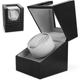 Automatische Uhrenbeweger Box, luxuriöser Uhrenwender mit leisem Motor für Automatische Uhr, Single PU Leder Uhrenbeweger Kollektor Vitrine Uhrengehäuse, Batteriebetrieb oder Netzteil (#4)