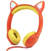 Olyre Kinder Kopfhörer Mädchen, sichere 85 dB Lautstärkeregler,LED-Kopfhörer für Kinder für Schule, Lernen, Reisen–Orange