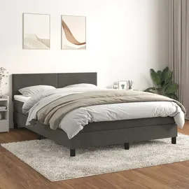 vidaXL Boxspringbett 140 x 200 cm Dunkelgrau
