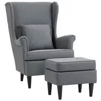 Homcom Ohrensessel mit Hocker Polyester 75 x 104 x 83 cm Grau