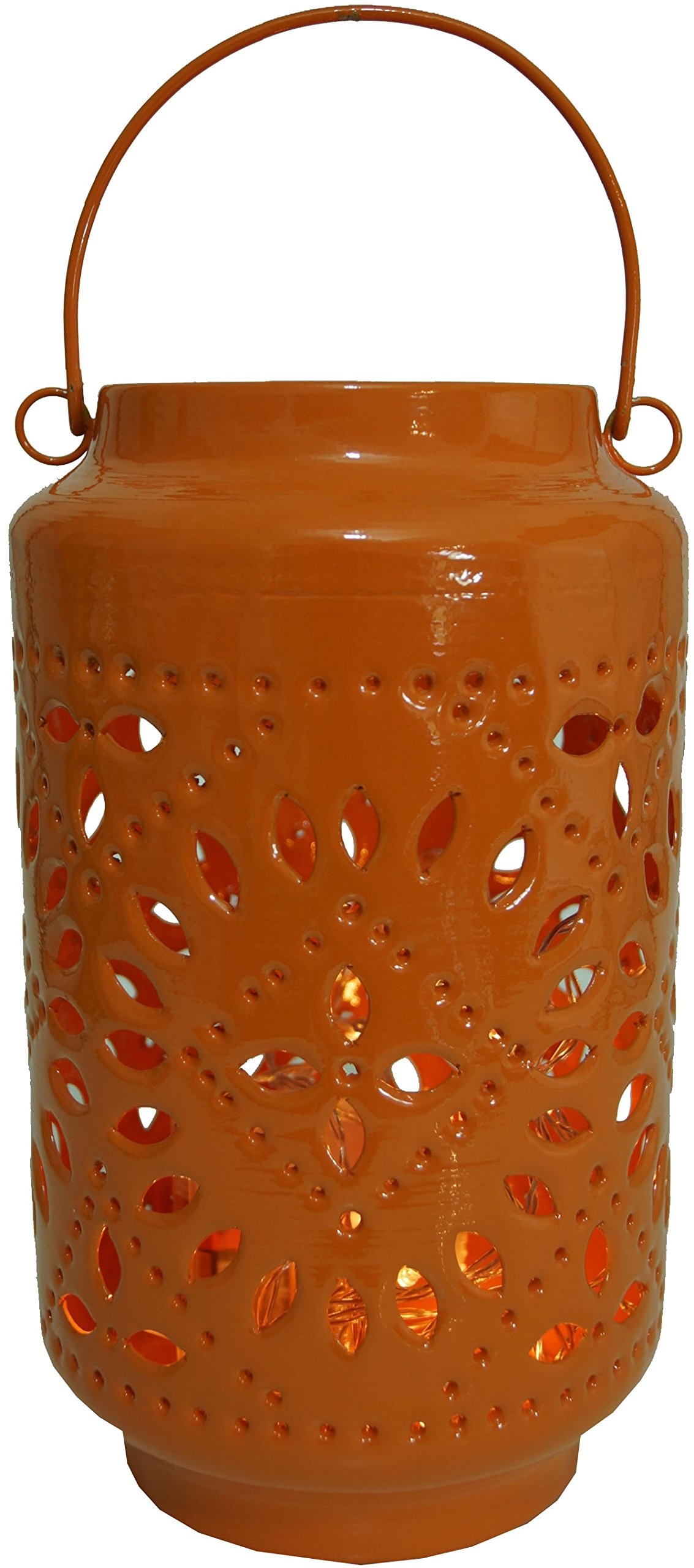 GURU SHOP Metall-Laterne, Windlicht, Gartenlaterne, Orange, Farbe: Orange, 25x15x15 cm, Teelichthalter & Kerzenhalter