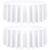 2er-Pack runde Tischdecke, weiße runde Tischdecke, 304cm runde Tischdecke, Tischwäsche, waschbare Tischdecke aus Polyestergewebe für Hochzeiten, Bankette oder Restaurants (weiß)