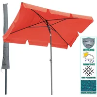 Quick Star Balkon Sonnenschirm 200x125cm Balkonschirm Rechteckig Knickbar Terra/Rotorange