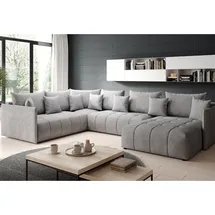 GRAINGOLD Ecksofa U- Ardi Bis - Ecksofa mit Schlaffunktion, Bettkasten - Wohnlandschaft, Wohnzimmer Sofa - Eckcouch Grau (Monolith 84) - Grau