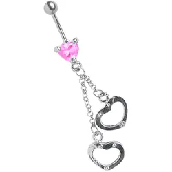 Bauchnabelpiercing ADELIA ́S "Piercing  Bauchnabelpiercing", rosa, Piercings, Damen, Titan, Mit Handschellen in Form eines Herzes