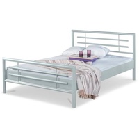 BedBox Metallbett Lola, zeitloses stabiles Metallbett, pulverbeschichtetes Metall grau|silberfarben 140 cm x 200 cm