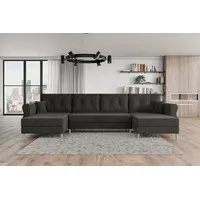 ALTDECOR Wohnlandschaft HERMES-U, Couch mit Schlaffunktion, Wohnzimmer - Wohnlandschaft grau