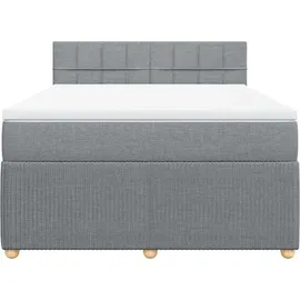 vidaXL Boxspringbett mit Matratze Hellgrau 140x200 cm Stoff