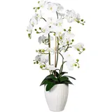 Kunstorchidee Deko-Orchidee Phalaenopsis XL im Keramiktopf Orchidee Phalaenopsis, Creativ green, Höhe 110 cm weiß