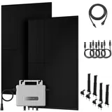 Powerness Balkonkraftwerk, 1000W Bifazial PV Panel und EcoFlow 800W Mikro-Wechselrichter & 4x MC4 Kabel & 2x Fassaden und Flachdach Halterung 0% VAT