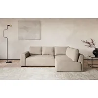 Cotta Ecksofa COTTA "Giro L-Form, Ottomane, Breite 252 cm", beige (nature), B:252cm H:86cm T:170cm, Sofas, Ecksofa, wahlweise mit Bettkasten und Trendbezug CORD
