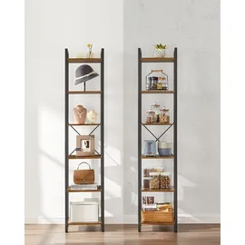 VASAGLE Bücherregal 6 Ebenen 80 x 30 x 180 cm Vintagebraun-Schwarz