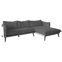 KAWOLA Sofa QUENYA Ecksofa Cord dunkelgrau / Velvet silber