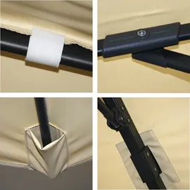 Mendler Gastronomie-Ampelschirm HWC-A96 300 x 300 cm Beige ohne Ständer drehbar