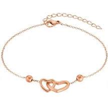 Steel_art Fußkette mit Herzen Meredith silberfarben poliert in rosegoldfarben | Gr.: onesize
