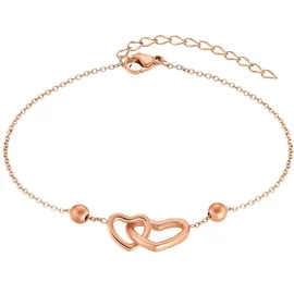 Steel_art Fußkette mit Herzen Meredith silberfarben poliert in rosegoldfarben | Gr.: onesize