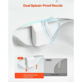 Vevor Bidetaufsatz ultradünner Toilettensitz-Aufsatz mit 2 einziehbaren Düsen & einstellbarem Wasserdruck, nicht elektrischer Kaltwassersprüher für die Wasserwäsche vorne & hinten WC-Aufsatz