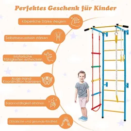 Costway Kletterwand Sprossenwand 107 x 83 x 223 cm Blau/Gelb