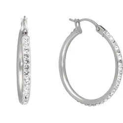 Paar Creolen VIVANCE "Swarovski-Elements", weiß (weißgold 585), Ohrringe, Damen, Weißgold 585
