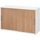 bümö Aktenschrank 120x74,8x40 Weiß/Nussbaum