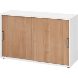 bümö Aktenschrank 120x74,8x40 Weiß/Nussbaum