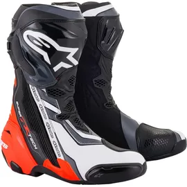 Alpinestars Supertech R, Stiefel - Schwarz/Neon-Rot/Weiß/Grau - 41 EU