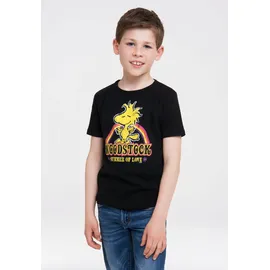 LOGOSHIRT T-Shirt "Woodstock", Mädchen, Gr. 122/134, schwarz, 100% Baumwolle, bedruckt, normal, Rundhals, Shirts T-Shirt, mit süßem Frontprint