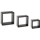 5five simply smart Wandregal 15 x 9 x 15 cm, 20 x 9 x 20 cm, 25 x 9 x 25 cm Schwarz