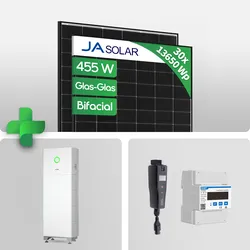 13.65kW PV-Komplettanlage Preis inkl. MwSt. gem. § 12 Abs. 3 USt 10 kWh Speicher JA Solar 455 W Black Frame Bifacial