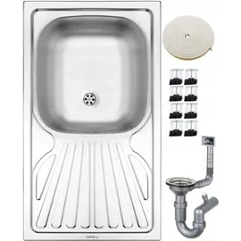 Deante Stahl-Küchenspüle 1 Becken rechts Einbauspüle Edelstahl Handbetätigung 760 x 430 mm