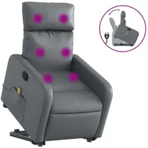 vidaXL Massagesessel mit Aufstehhilfe Kunstleder 89,5 x 95,5 x 0 cm Grau