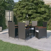 VidaXL 7-tlg. Garten-Essgruppe mit Kissen Schwarz