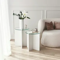 Skye Decor, Lily- Lily NOS, Weiß, Couchtische, 100% getempertes Glas
