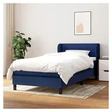 Lattenrost mit Matratze, blau, 90 x 190 cm, Stoff, Plattformbett, mit Lattenhalter, einfache Montage, für Schlafzimmer, Erwachsene