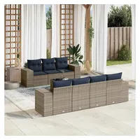 vidaXL Gartensofa-Set 8-tlg. grau Polyrattan