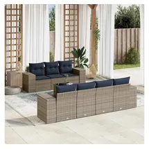 vidaXL Gartensofa-Set 8-tlg. grau Polyrattan