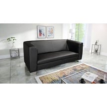 Küchen-Preisbombe Edles Loungesofa Chicago 3 Sitzer in Kunstleder Schwarz Couch Polstersofa, Sofa