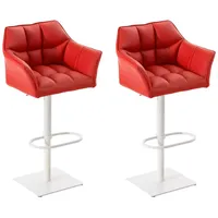 CLP 2er Set Barhocker Damaso Kunstleder rot/weiß