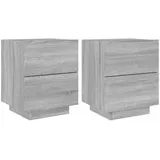 vidaXL Nachttisch mit LED-Leuchten 2 Stk. 0 x 0 x 0 cm Grau