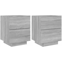 vidaXL Nachttisch mit LED-Leuchten 2 Stk. 0 x 0 x 0 cm Grau