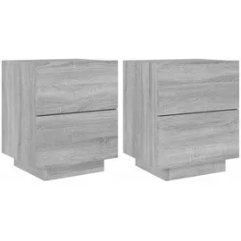 vidaXL Nachttisch mit LED-Leuchten 2 Stk. 0 x 0 x 0 cm Grau