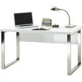 Schreibtisch-Set Perth weiß Hochglanz lackiert 140x76x70 cm Büro