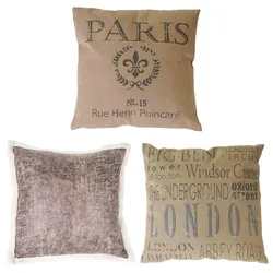 3er Set Deko-Kissen London + Paris + Wildlederimitat, Sofakissen Zierkissen mit F√ollung 45x45cm