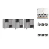 vidaXL Sideboards 3 Stk. Grau Sonoma Holzwerkstoff