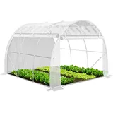 VOUNOT VOUNOT® Gewächshaus Foliengewächshaus, Seitenwände Aufrollbar Winterfest, Tomatenhaus Folientunnel, 3x3x2m 9m2, Weiß