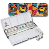 Schmincke – Akademie® Aquarell Farbkasten, Grundsortiment 12 x 1/2 Näpfchen, 75 785 097, bedruckter Metallkasten, hoch lichtechte Farbtöne, feine Künstler-Aquarellfarben...
