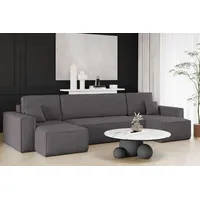 Kaiser Möbel Ecksofa mit schlaffunktion und bettkasten, Sofa U-form, Couch U-form BEST Cord Dunkelgrau